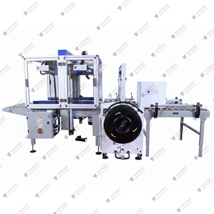 FULLY AUTOMATIC CARTON TAPPING AND STRAPPING MACHINE