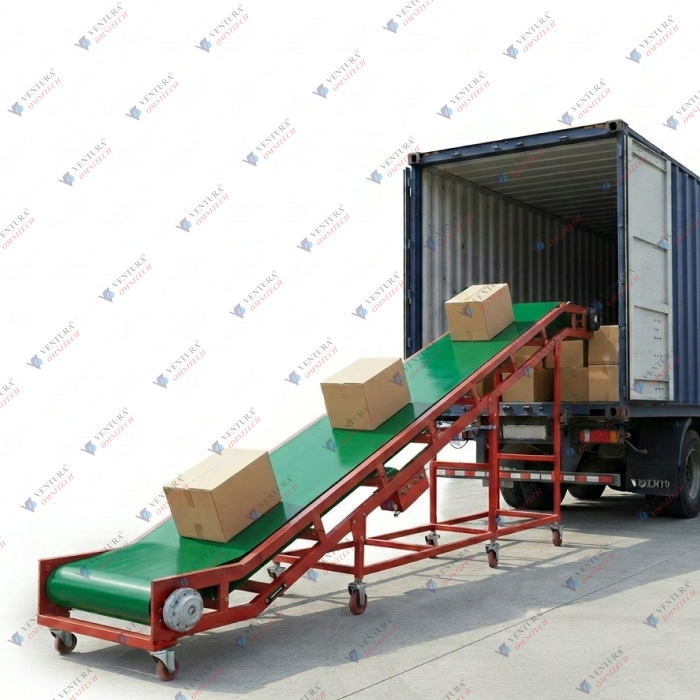 TRUCK LOADING AND UNLOADING WITH FLEXIBLE ROLLER CONVEYOR