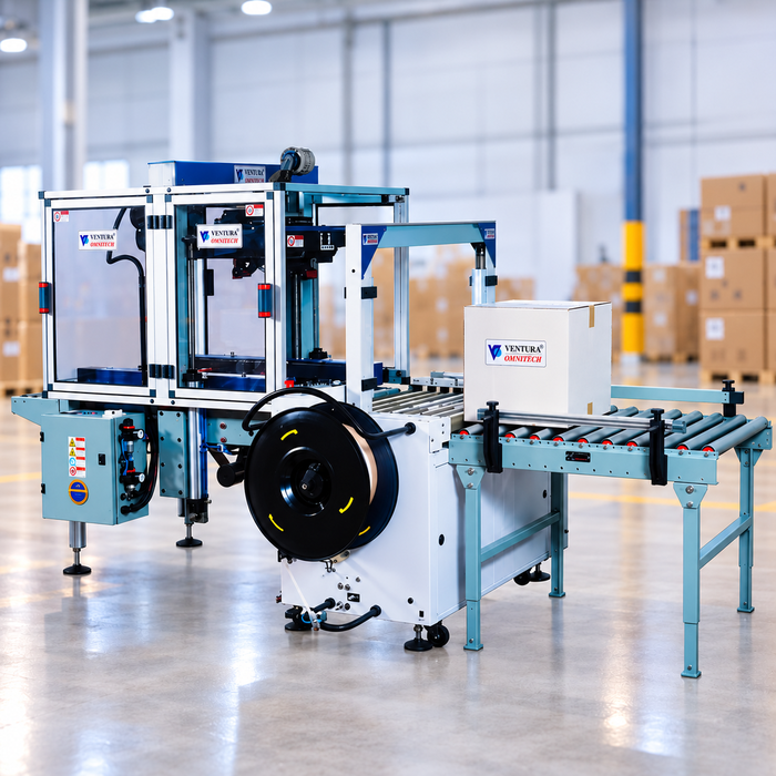 VENTURA FULLY AUTOMATIC CARTON SEALING AND STRAPPING MACHINE