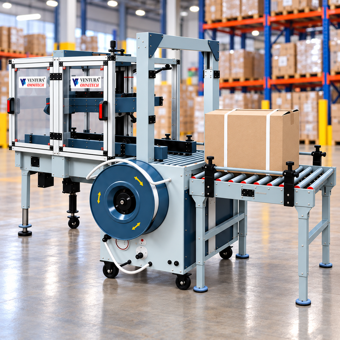 VENTURA COMBINED CARTON SEALING AND STRAPPING MACHINE
